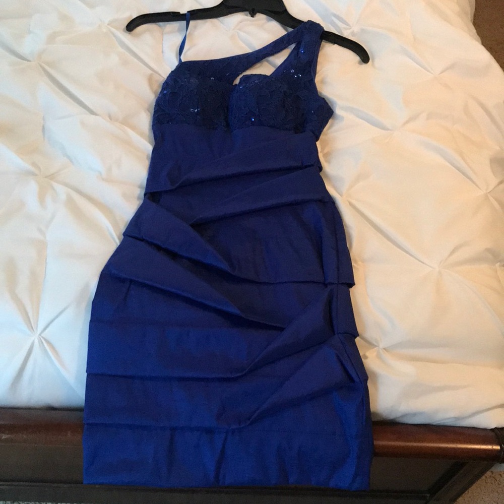 Royal blue one shoulder dress
